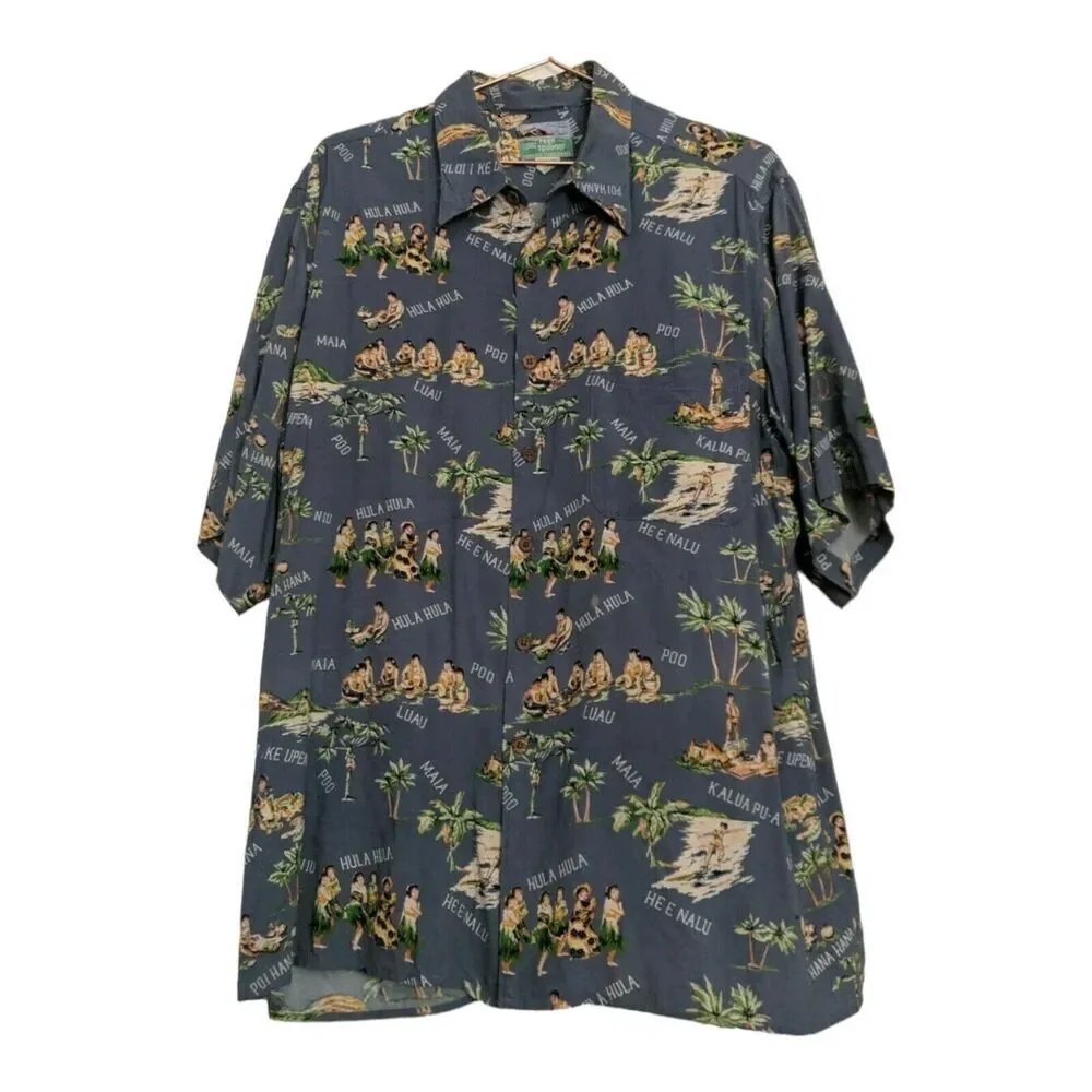 Reyn Spooner Men's Aloha Hawaiian Medium Hula Girls Upena Niu Poi Hana - Picture 4 of 6